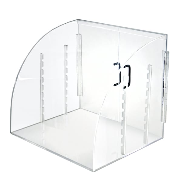 Acrylic Curved Food Display Case w/ Swing Double Doors & 2 Trays